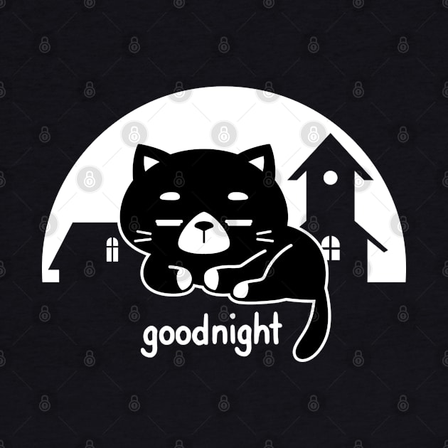 Cute black cat in the night by tkzgraphic